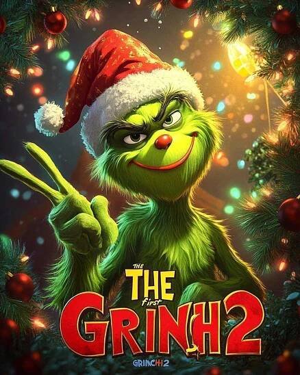 Fake Grinch 2 poster with the Grinch holding up a peace sign