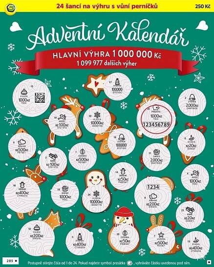 Sírací los v podobě adventního kalandáře.