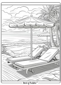 sun lounge coloring page for adults