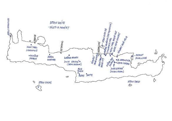 Kréta mapa ostrova (letoviska, pláže, památky, výlety, hotely)