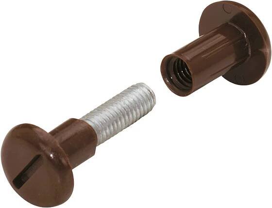 Hettich Spojovací šroub se závitem M6 s krytkou, hnědý, 4 ks, 45 - 54 mm