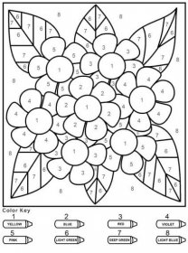 Omalovánka Základní květina s listy barvy podle čísla