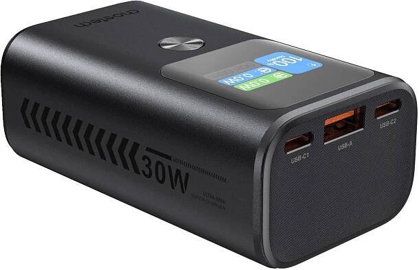 ChoeTech Digital 10000mAh Fast Charge + PD3.0 (30W) šedá