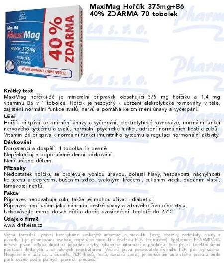 Zdrovit MaxiMag Hořčík 375mg+B6 40% Zdarma tob.70 | SOS lékárna online, internetová lékárna, léky