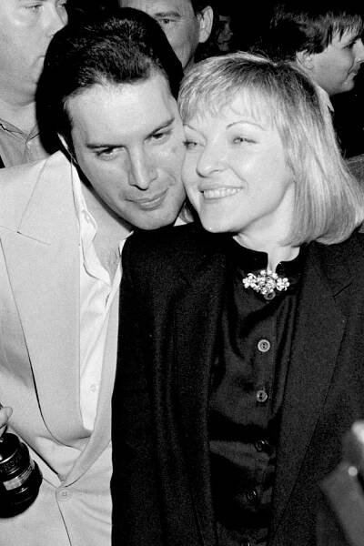 Freddie Mercury, with girlfriend Mary Austin, at the Ivor Novello Awards in May 1987 where Queen won the award for Outstanding Contribution to British Music.