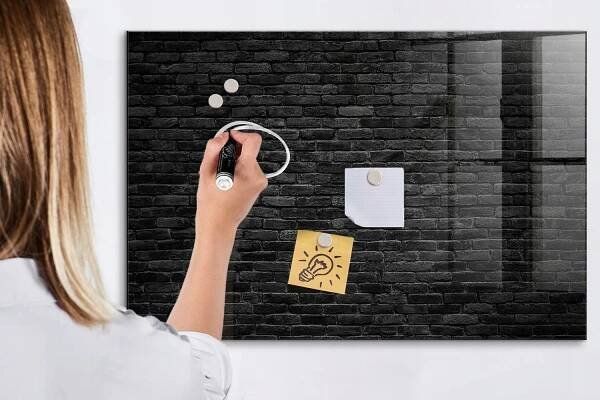 Na písanie dekoratívna magnetická tabuľa Tmavá tehlová stena 90x60 cm Typ dosky s potlačou magnetická suché mazanie