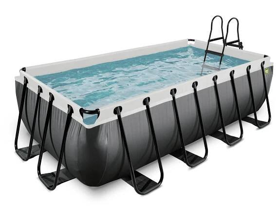 Obdélníkové bazény  - Bazén s filtrací Black Leather pool Exit Toys ocelová konstrukce 400*200*100 cm černý od 6 let
