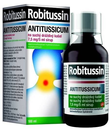 ROBITUSSIN Antitussicum sirup na suchý a dráždivý kašel 100 ml 7.5mg/5ml