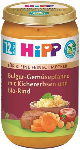 HiPP BIO "Malý Gurmán" Bulgur se zeleninou a cizrnou a hovězím masem 250 g