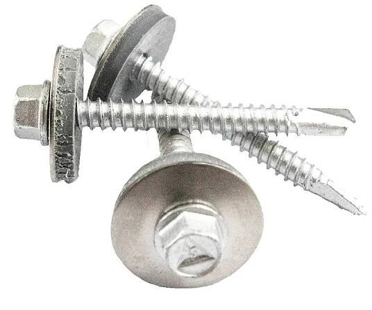 Nerezový střešní šroub A2 s bimetalovou podložkou - 5,5 x 38 mm