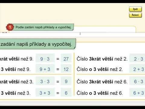 3krát více, o 3 více, MATÝSKOVA MAT. 6. DÍL - VYVOZENÍ NÁSOBENÍ A DĚLENÍ, str. 13, cv.1
