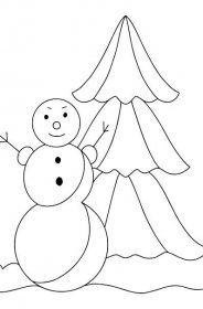 Omalovánka sněhulák a strom (složitě) - Omalovánky pro děti