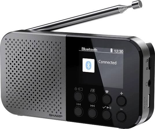 Sharp DR-P520 outdoorové rádio, FM, DAB, Bluetooth, s USB nabíječkou, na dotek výrazná tlačítka, černá