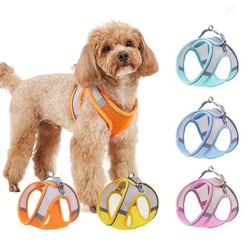 Comfy & * Harness: Soft Mesh Cat & Dog Vest With Reflective Strip For Small Dogs