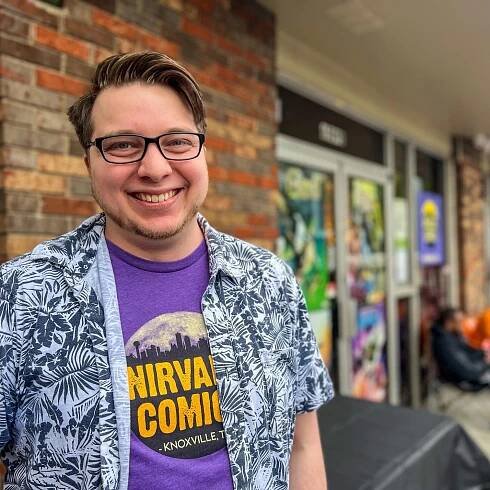 Grant Mitchell, one of the owners of Nirvana Comics in Knoxville