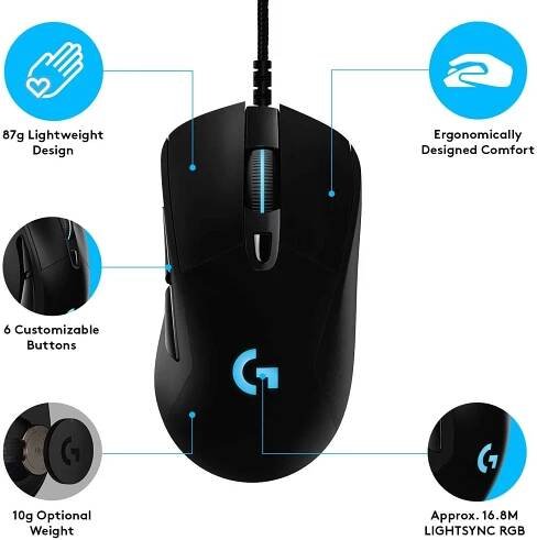 Logitech G403 Hero Gaming BLACK LED BLUE ON SCROLL