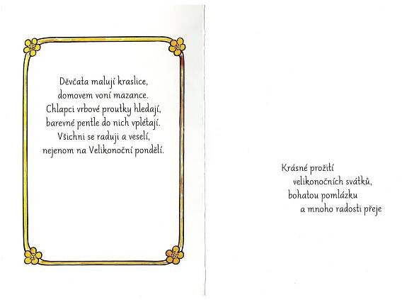 Otevírací blahopřání Josef Lada Velikonoce, text, s obálkou - Papírový tapír
