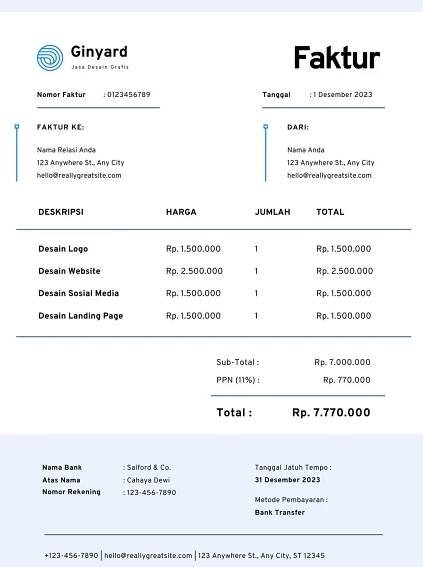 Biru dan Putih Modern Jasa Desain Grafis Faktur
