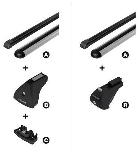 Quadra, pair of steel roof bars - S - 108 cm