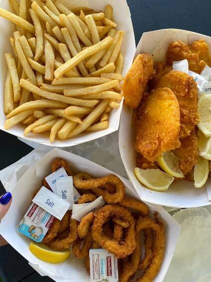 fish and chips from caloundra fish market.