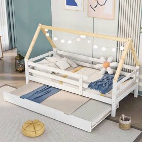 Dřevěná postel dětský domeček Skládací postel