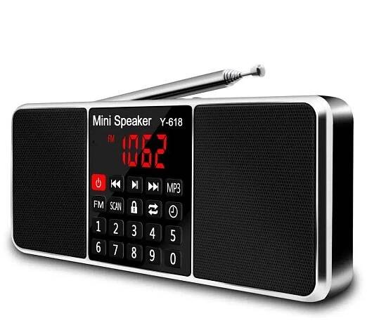 Digitální FM rádio Přijímač Reproduktor Stereo MP3 přehrávač Podpora Karta TF Jednotka USB Jednotka LED Displej Čas vypnutí Přenosná rádia