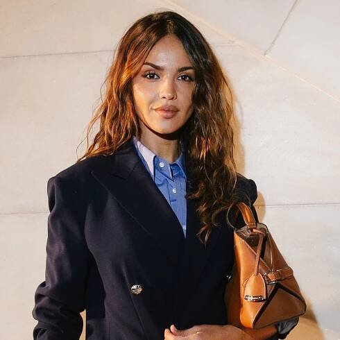Eiza González is 'sublime' in Ralph Lauren blue-and-cream suit combo