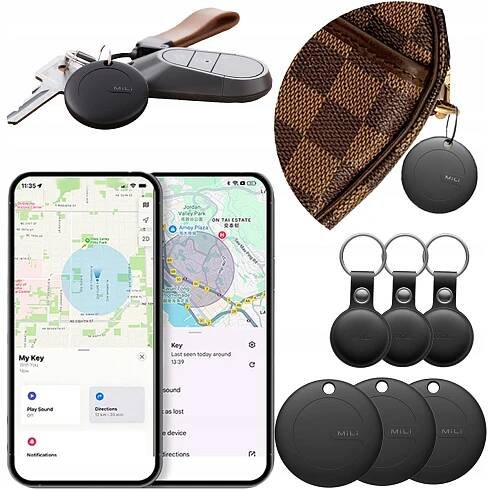 3x GPS lokátor MiTag MiLi DUO Android iOS + 3x Pouzdro přívěsek na klíče na klíče