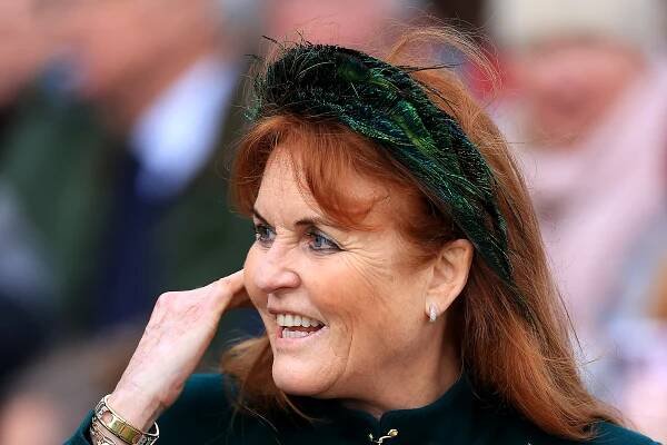 Sarah Ferguson Duchess of York attends the Christmas Morning Service at Sandringham Church on December 25 2023 in...