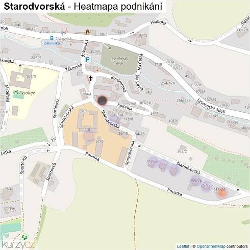 Mapa Starodvorská - Firmy v ulici.