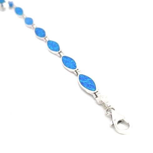 Stříbrný náramek s modrým opálem 19,5cm