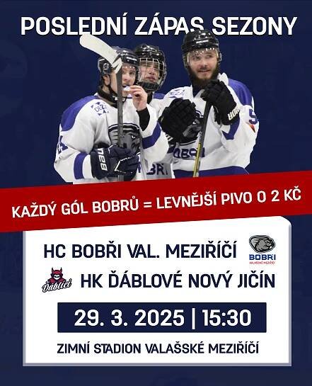 Rozlučka s valašskomeziříčským ledem. Juniorku čeká poslední zápas sezony a pivo bude levnější! HC Bobři Valašské Meziříčí