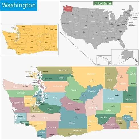 Washington mapa — Ilustrace