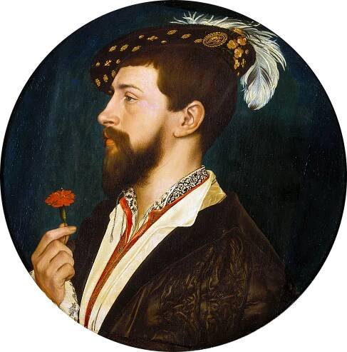 Hans Holbein the Younger, Portrait of Simon George of Cornwall, c. 1535–40, mixed technique on oak, 31 cm in diameter (Städel Museum, Frankfurt am Main, CC BY-SA 4.0)