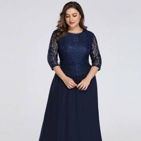 Luxusní modré šaty pro svatební matky XXXXL