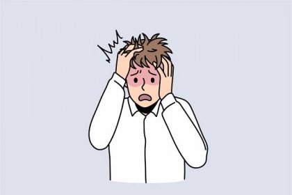 Úzkostlivý muž cítí stres trpí záchvatem paniky — Ilustrace