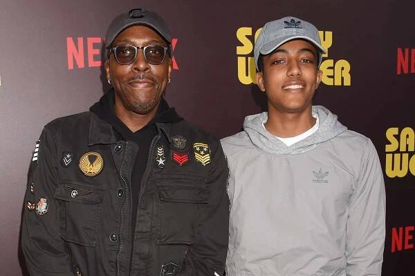 Arsenio Hall and son Arsenio Hall Jr. attend the premiere of Netflix's 'Sandy Wexler' on April 6, 2017 in Hollywood, California.