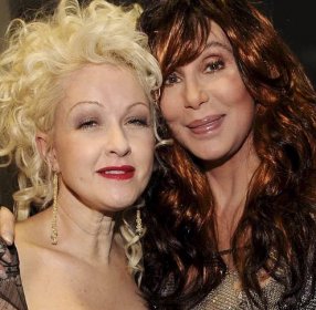 Cyndi Lauper and Cher with big hair