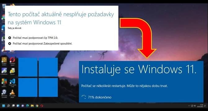 Instalace Windows 11 22H2 bez systémových požadavků
