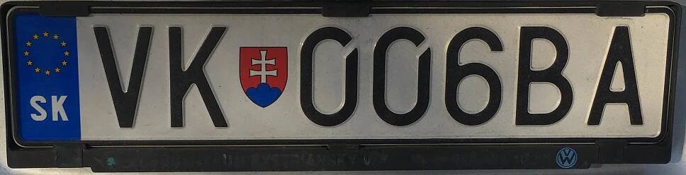 Registrační značka Slovensko – VK – Veľký Krtíš, foto: www.podalnici.cz
