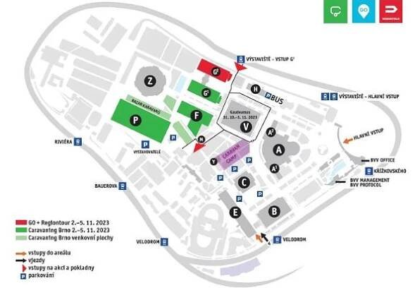 Plánek veletrhu Caravaning Brno 2023