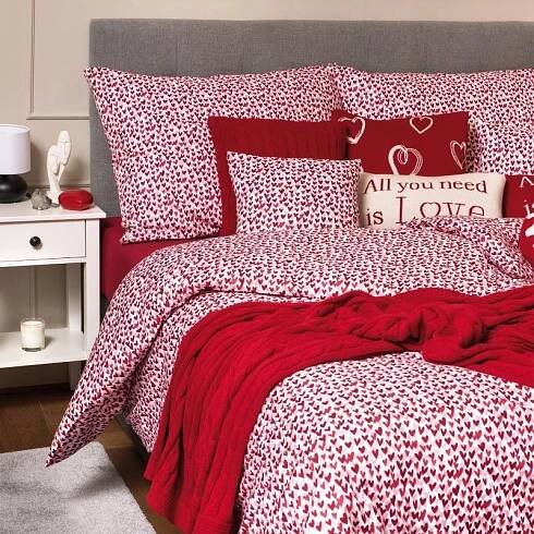 SCANquilt - povlečení KLASIK srdíčka bíločervená ruby 140 x 200/70 x 90 cm Šířka povlaku na přikrývku 140 cm