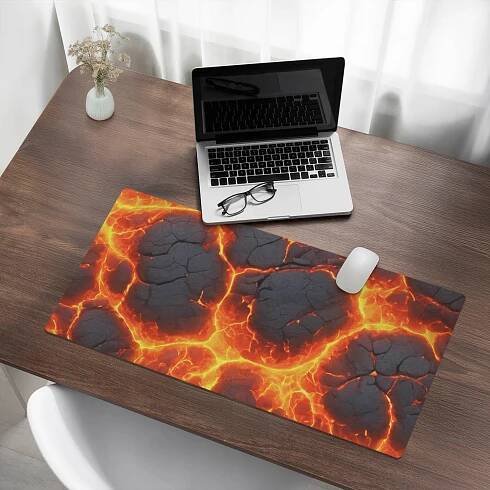 Podložka na stůl pod myš a klávesnici a notebook Praskliny lávy 90x45 cm Značka ostatní