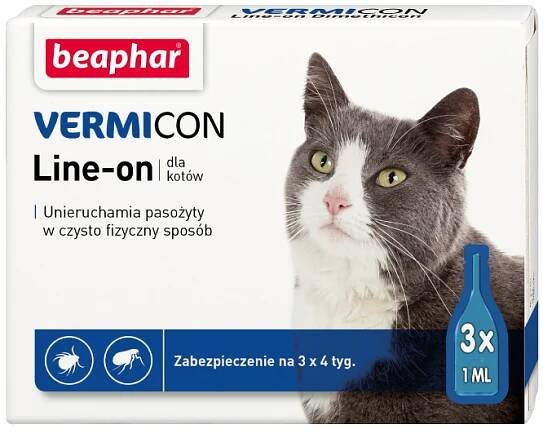 BEAPHAR Vermicon Line-On Cat Kapky proti blechám a klíšťatům pro kočky 3x1 ml