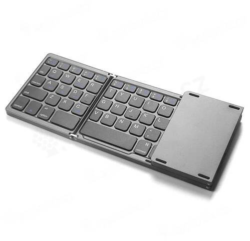 Bluetooth klávesnice + touchpad pro Apple iPhone / iPad - skládací - plastová - šedá