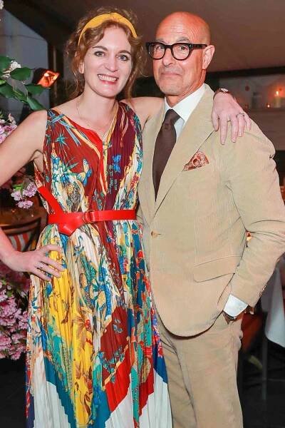 Felicity Blunt and Stanley Tucci attend a Filmmaker's Dinner hosted by 886 by The Royal Mint together with The Corinthia London on May 11, 2023