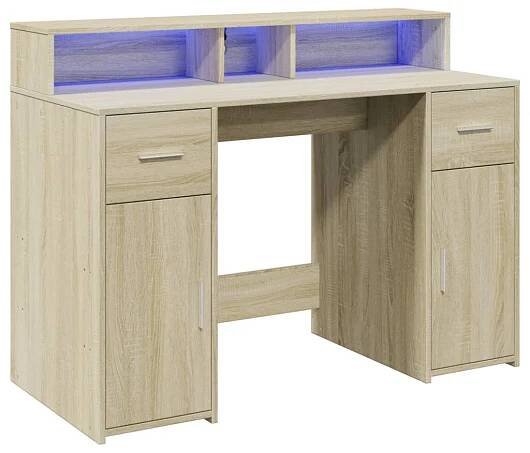 vidaXL Psací stůl s LED dub sonoma 120 x 55 x 91 cm kompozitní dřevo