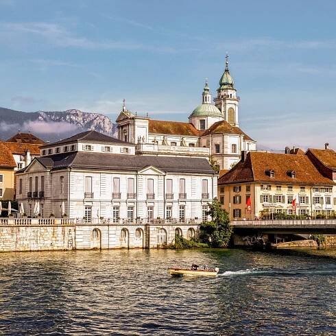 Blick auf die Aare am queo Standort Solothurn