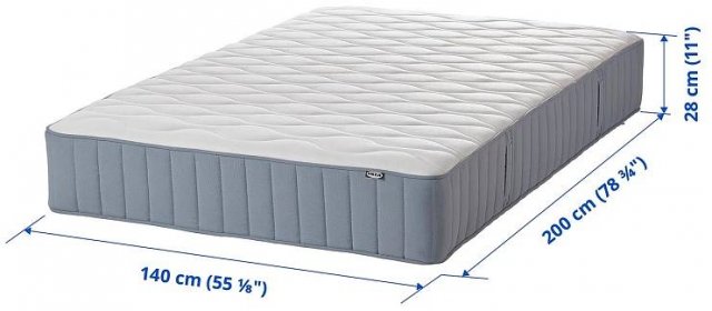 VÅGSTRANDA Pocket sprung mattress - medium firm/light blue 140x200 cm