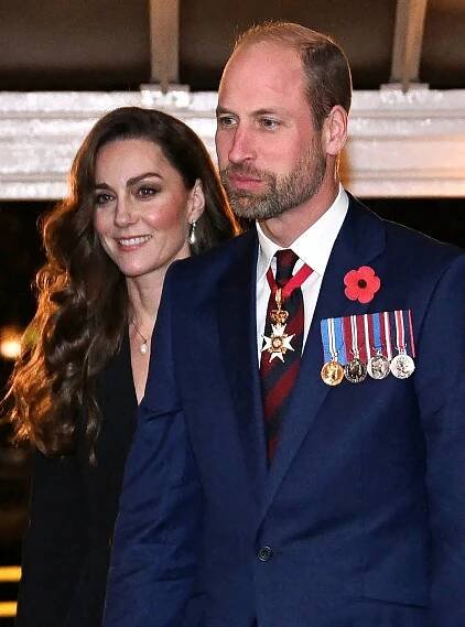Prince William and Kate Middleton, the Prince and Princess of Wales, in military uniforms at the Festival of Remembrance, Royal Albert Hall, London, 2024